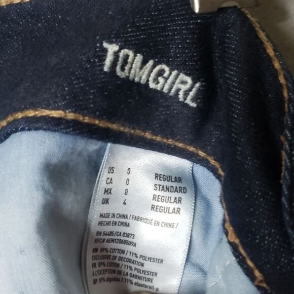 American Eagle Outfitters Tomgirl Jeans Womens 0 Regular Dark Wash Stretch Denim - Picture 4 of 10